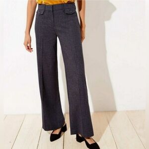 LOFT Navy Houndstooth High Waist Curvy Trouser Pants, Size 0, NWT